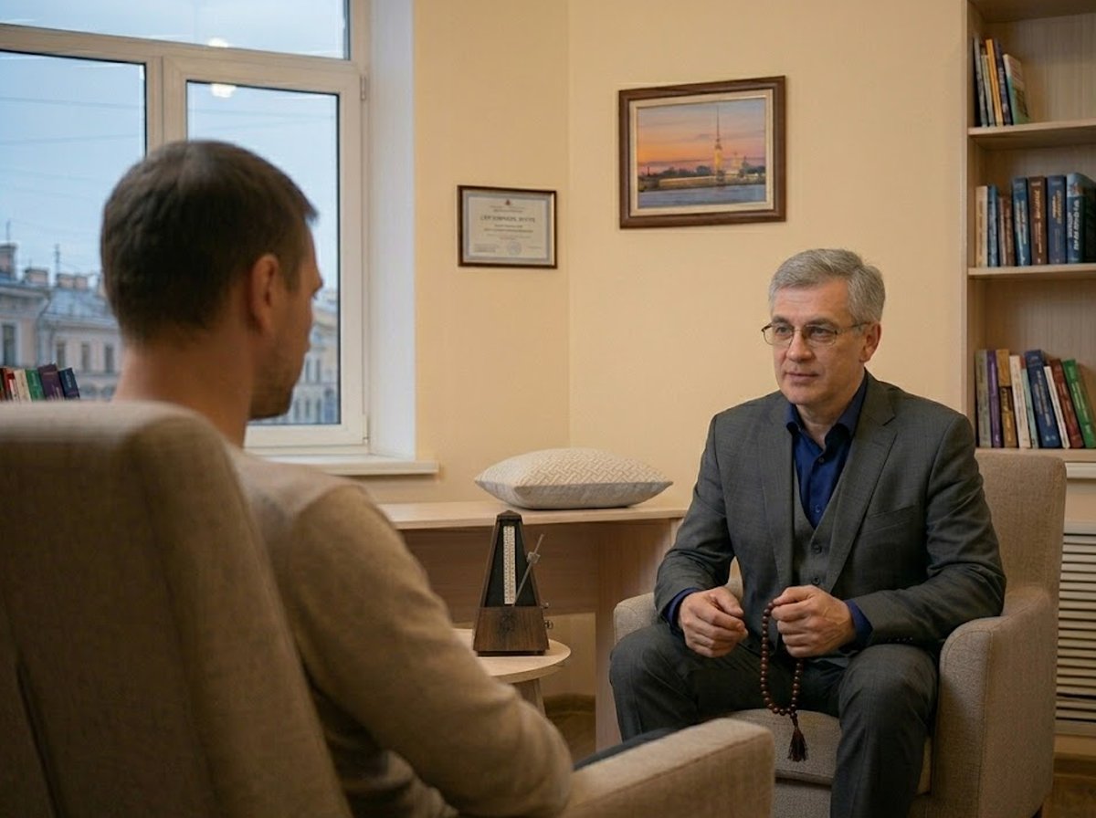 Кодирование по методу Довженко в Москве: психотерапевт проводит сеанс с пациентом
