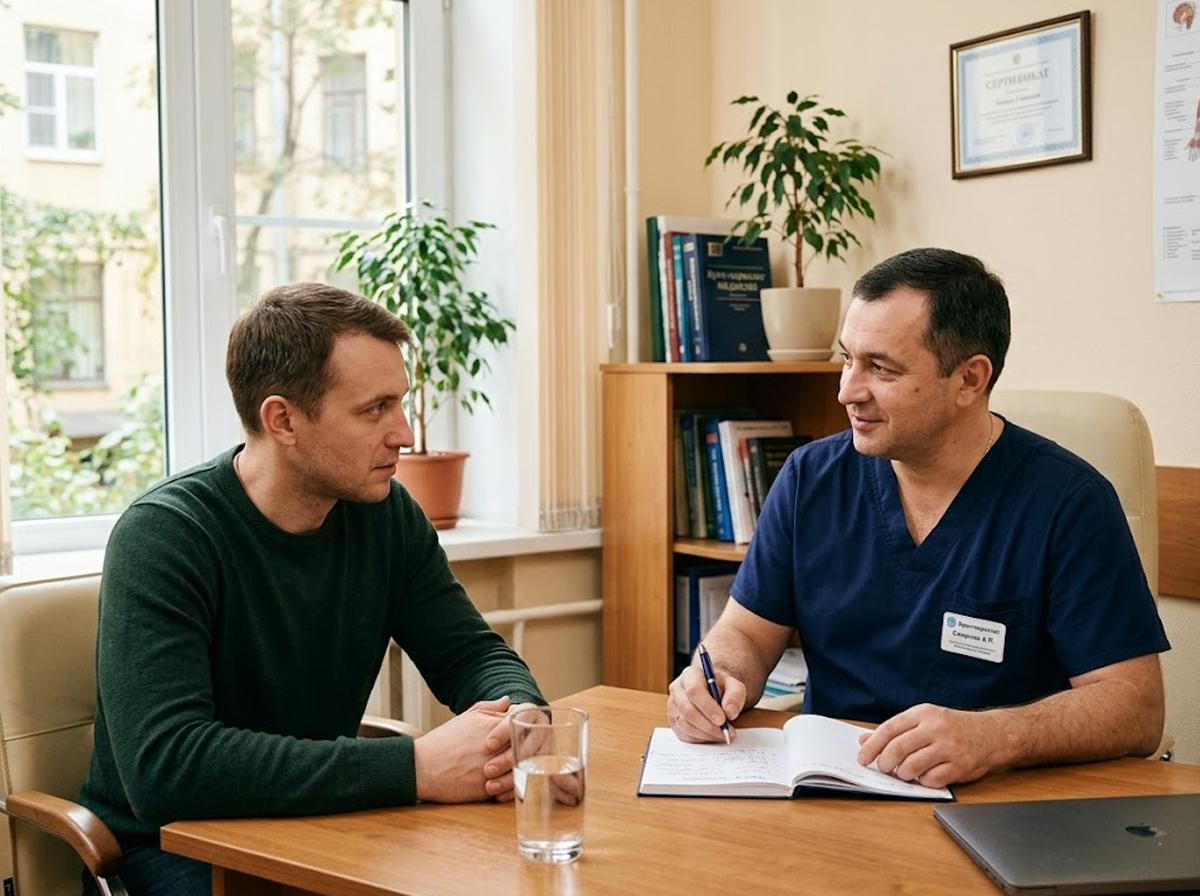 Интенсивный курс лечения алкоголизма в Москве: врач проводит индивидуальную консультацию