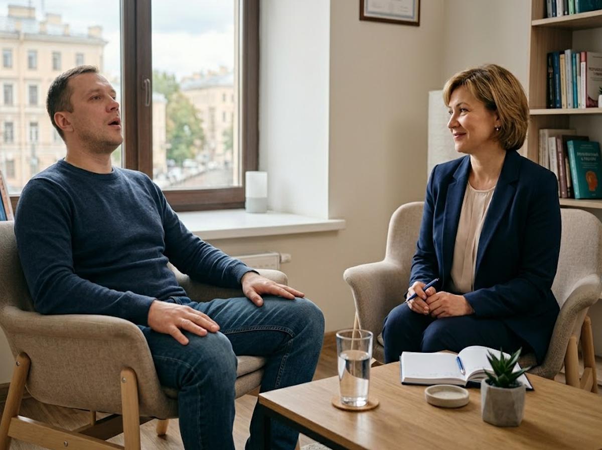 Лечение пивного алкоголизма в Москве: психолог помогает пациенту в клинике