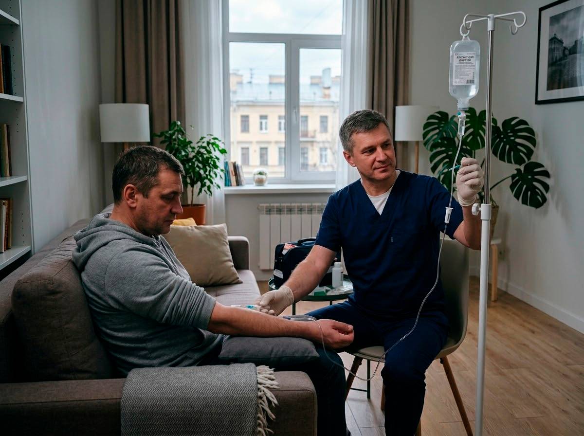 Вывод из запоя в Москве на дому и в клинике: врач-нарколог ставит капельницу